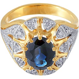 Кольцо с бриллиантами и сапфиром 00749