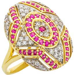 Кольцо с бриллиантами и рубинами 00834