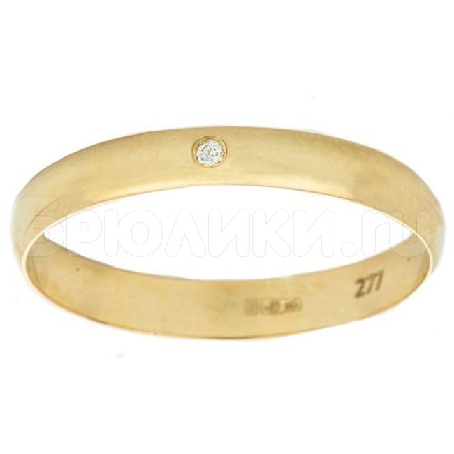 Обручальное кольцо из желтого золота с бриллиантом 10308