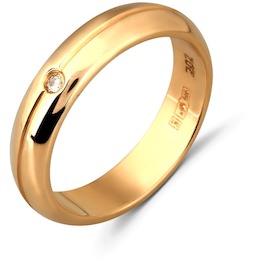 Обручальное кольцо из красного золота с бриллиантом 10712