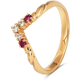 Кольцо из красного золота с бриллиантами и рубинами 10850