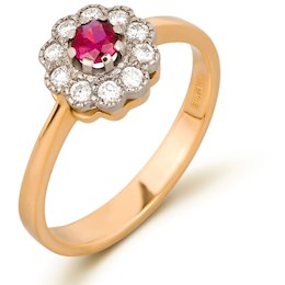 Кольцо с бриллиантами и рубином 14544