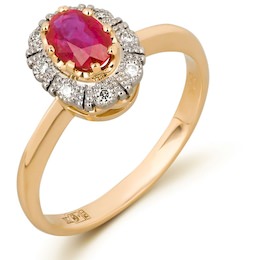 Кольцо с бриллиантами и рубином 14550