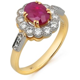 Кольцо с бриллиантами и рубином 14556