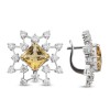 Серьги «Звездный дождь» из белого золота с цитринами и бриллиантами 14956