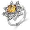 Кольцо «Звездный дождь» из белого золота с цитрином и бриллиантами 14957