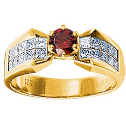 Кольцо с бриллиантами и альмандином 15765