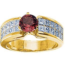 Кольцо с бриллиантами и альмандином 15766