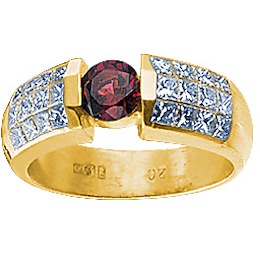 Кольцо с бриллиантами и альмандином 15767