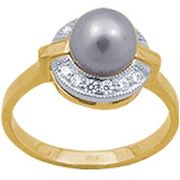 Кольцо с бриллиантами и жемчугом 18175