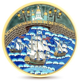 Тарелка декоративная «Море» из серебра 26689