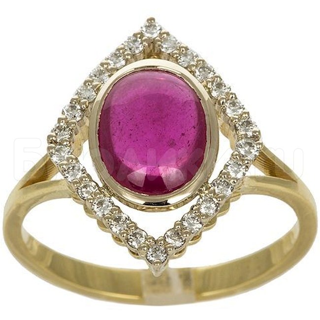 Кольцо с бриллиантами и рубином 37188