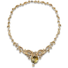 Колье «Волосы Венеры» из желтого золота с цитрином и бриллиантами 37531
