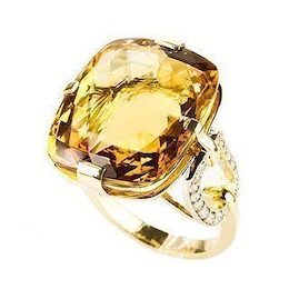 Кольцо из желтого золота с цитрином и бриллиантами 37650