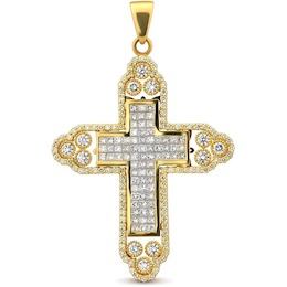 Подвеска-крест из желтого золота с бриллиантами 37721