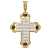 Подвеска-крест из желтого золота с бриллиантами и сапфирами 37728