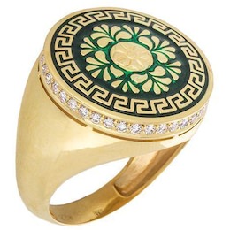 Кольцо «Ампир» из желтого золота с бриллиантами 37805