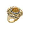 Кольцо из желтого золота с кварцем, сапфирами и бриллиантами 37849