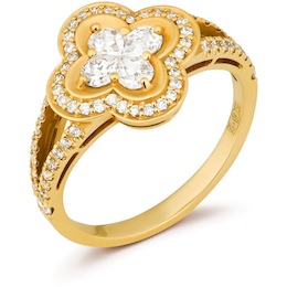 Кольцо «Цветок» из желтого золота с бриллиантами 37883