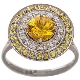 Кольцо из белого золота с бриллиантами и сапфирами 37892