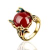 Кольцо «Oceans red» из желтого золота с рубином и бриллиантом 38166