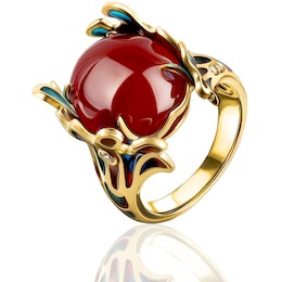 Кольцо «Oceans red» из желтого золота с рубином и бриллиантом 38166
