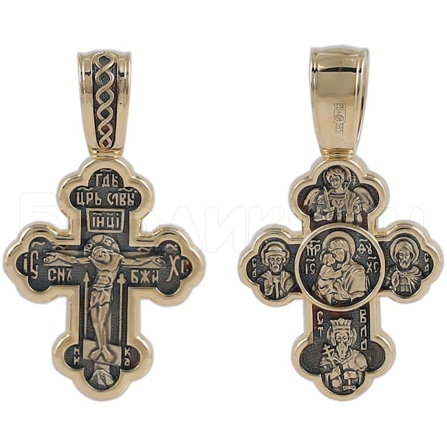 Крест с иконой «Донской Божией Матери» из жёлтого золота 40201