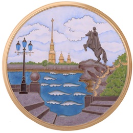 Тарелка декоративная «Виды Санкт-Петербурга» из серебра 41085