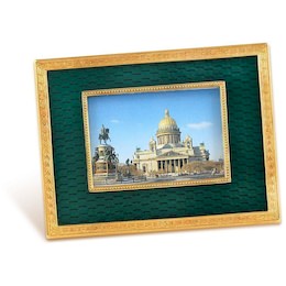 Рамка для фото из латуни с деревом и ювелирным стеклом 46097