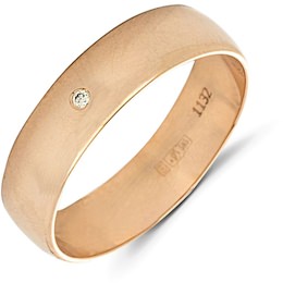 Обручальное кольцо из красного золота с бриллиантом 53097