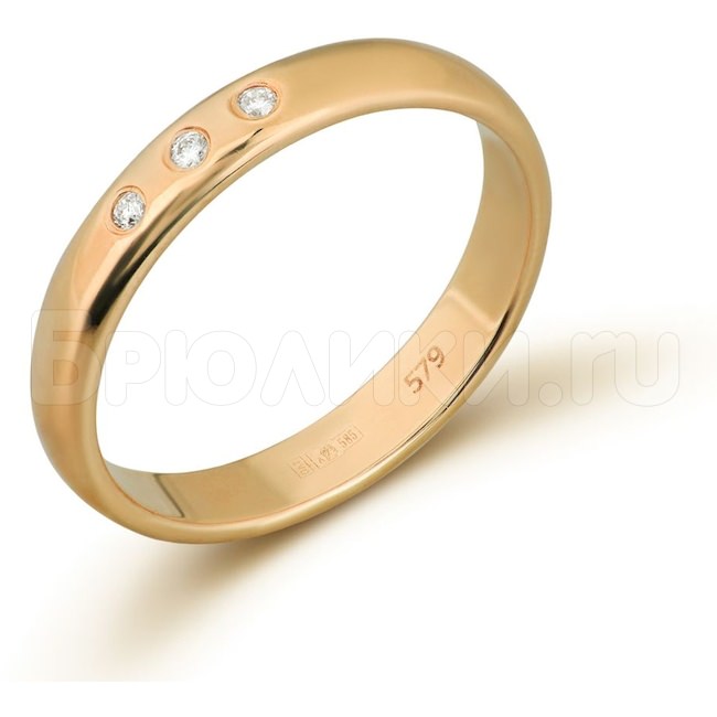 Кольцо из красного золота с бриллиантами 53101