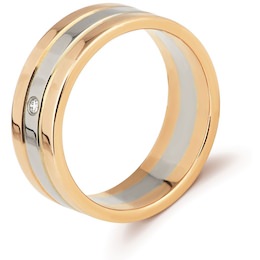 Обручальное кольцо из красного золота с бриллиантом 53110