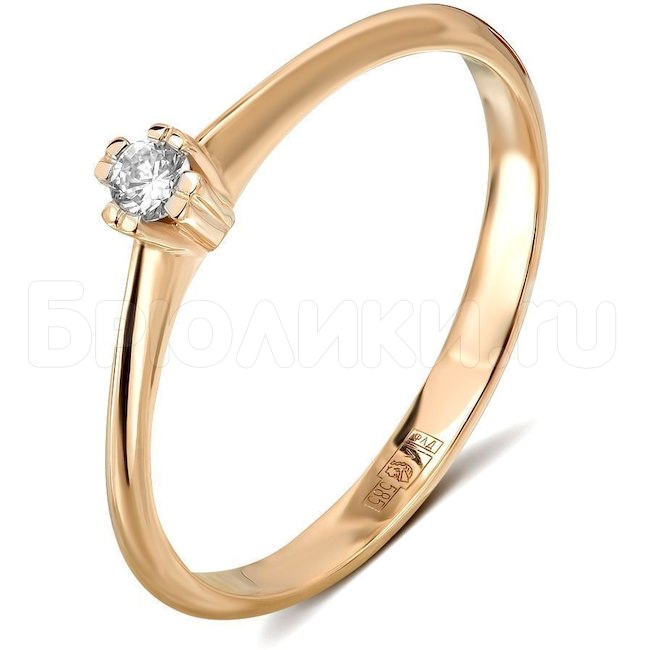 Кольцо из красного золота с бриллиантом 53259