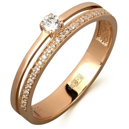 Кольцо из красного золота с бриллиантами 53340