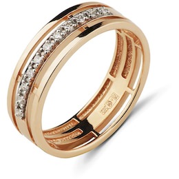 Обручальное кольцо из красного золота с бриллиантами 53407