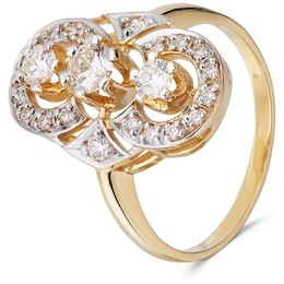 Кольцо из желтого золота с бриллиантами 53647