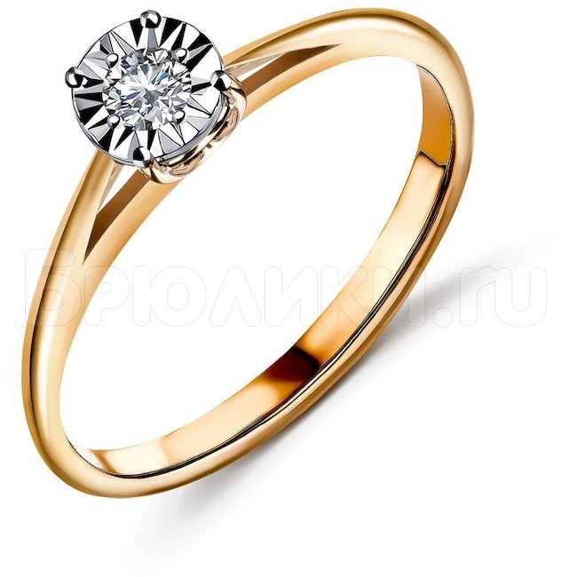 Кольцо из красного золота с бриллиантом 53864