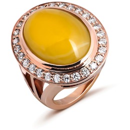 Кольцо из красного золота с янтарем и бриллиантами 69127