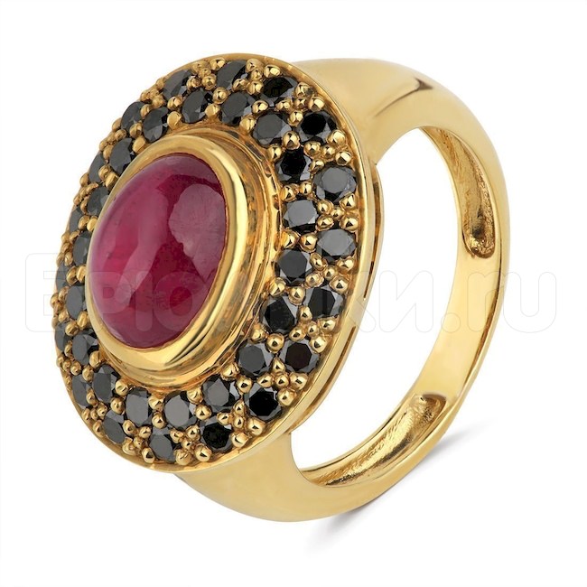 Кольцо из желтого золота с рубином и бриллиантами 69678