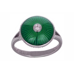 Кольцо с бриллиантом и зеленой эмалью 761243