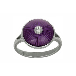 Кольцо с бриллиантом и фиолетовой эмалью 761244