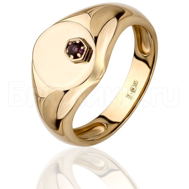 Кольцо из жёлтого золота с аметистом 88892