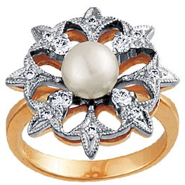 Кольцо с бриллиантами и жемчугом 90247