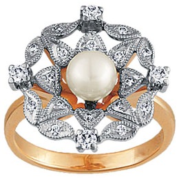 Кольцо с бриллиантами и жемчугом 90253