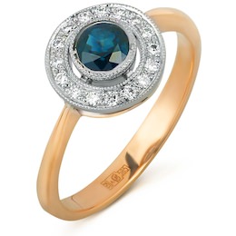 Кольцо с бриллиантами и сапфиром 90514