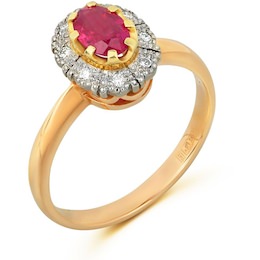 Кольцо из красного золота с бриллиантами и рубином 90907