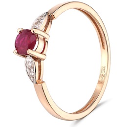 Кольцо из красного золота с рубином и бриллиантами 95457