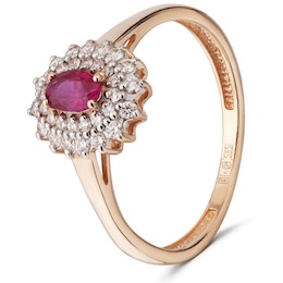Кольцо из красного золота с рубином и бриллиантами 95467