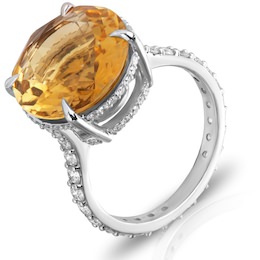 Кольцо из белого золота с цитрином и бриллиантами 95774