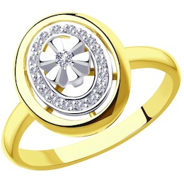 Кольцо из комбинированного золота с бриллиантами 1011910-2